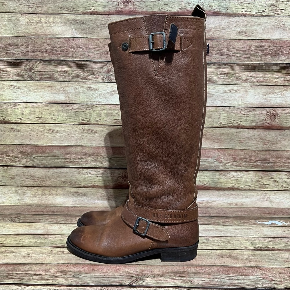 Tommy Hilfiger Brown Leather Knee Hight Boots